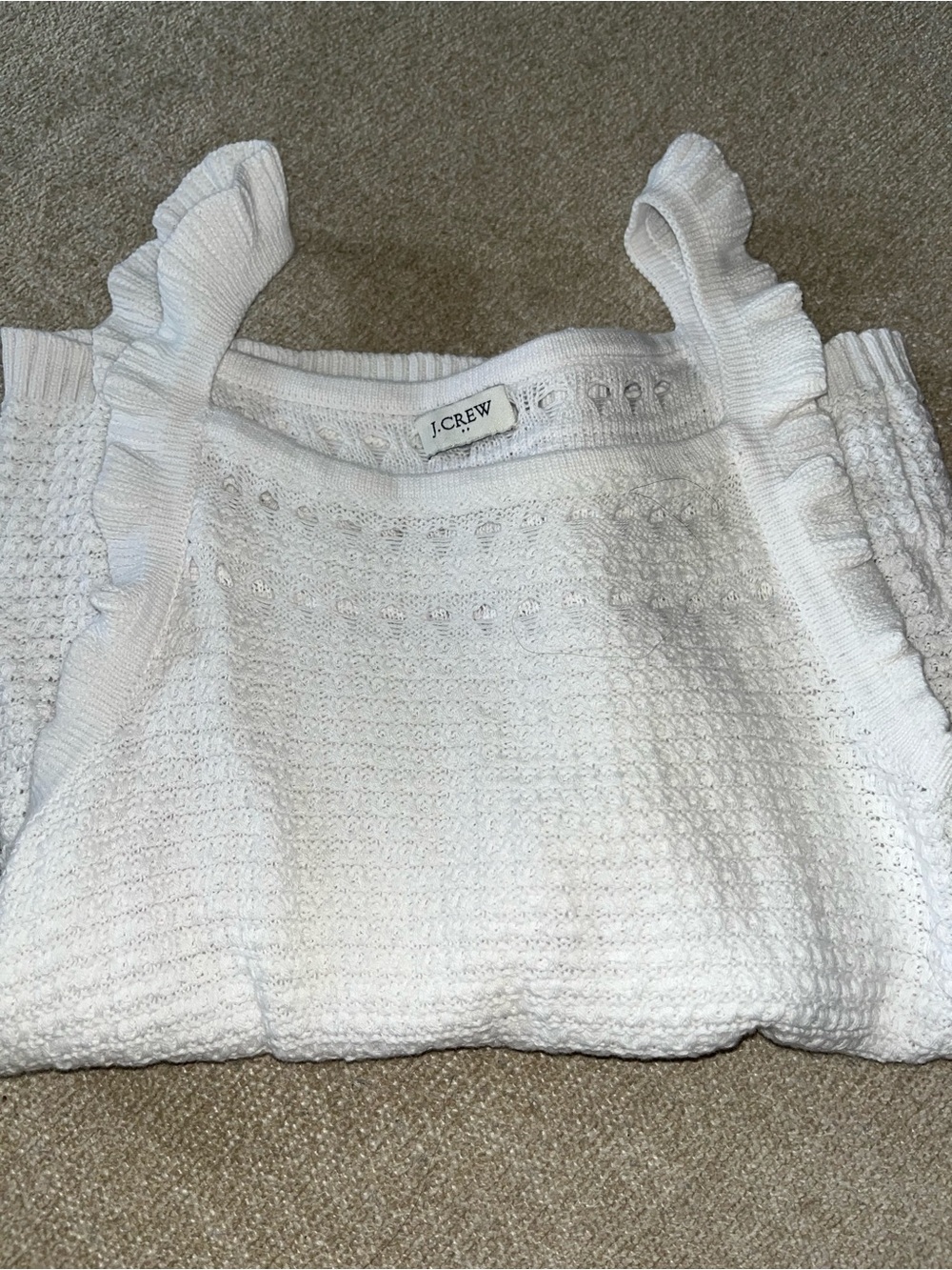J. Crew White Knit Ruffle-Strap Tank - Picture 5 of 5